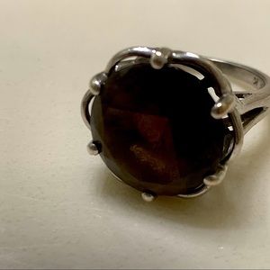 Brighton Ring Large Smoky Topaz Silver Size 7